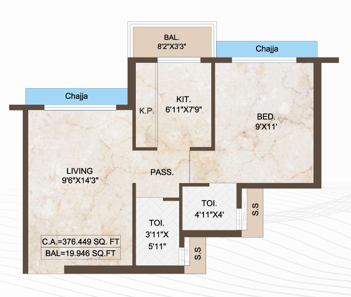 1 BHK floor plan