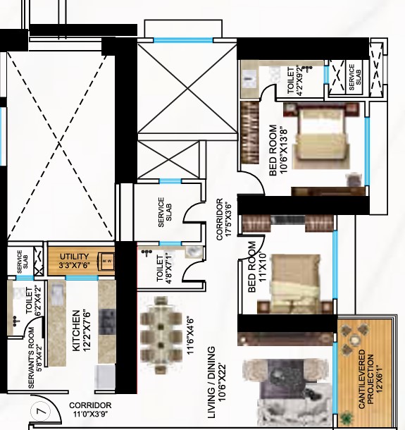 2 BHK floor plan