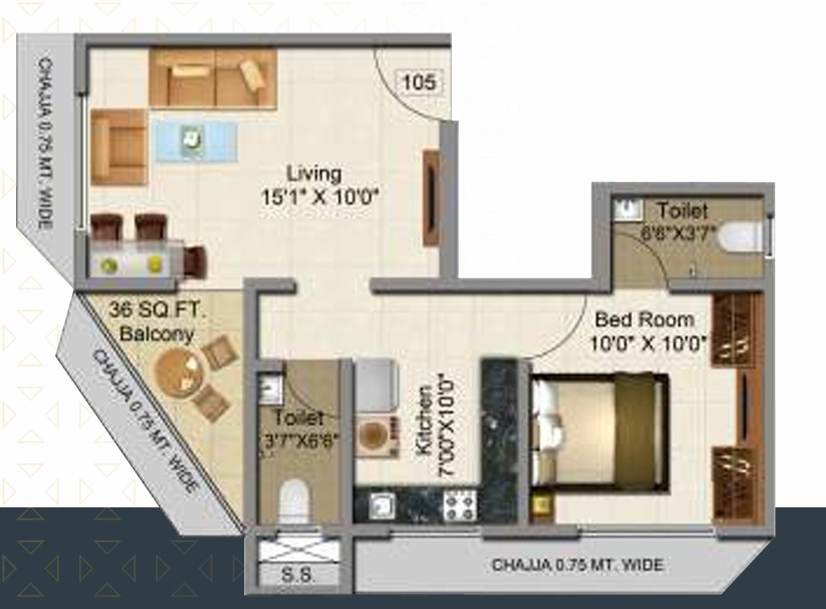 1 BHK floor plan