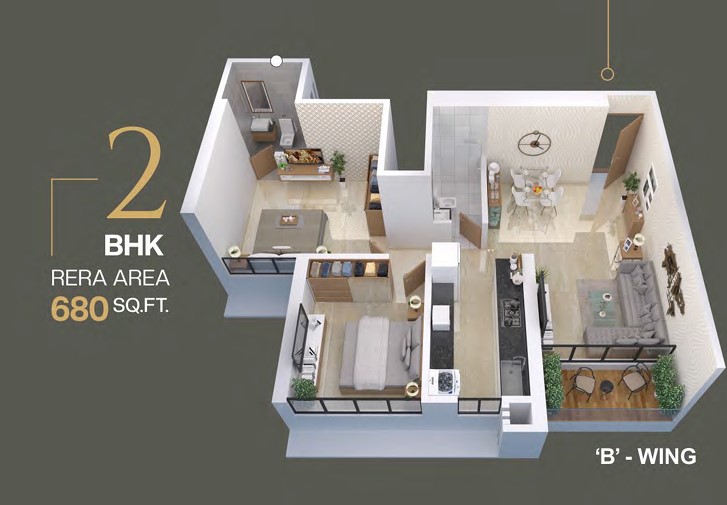 2 BHK floor plan