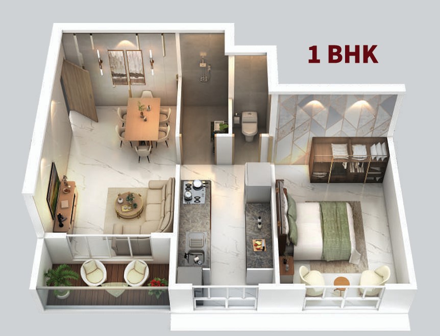 1 BHK floor plan