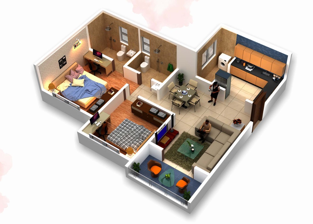2 BHK floor plan