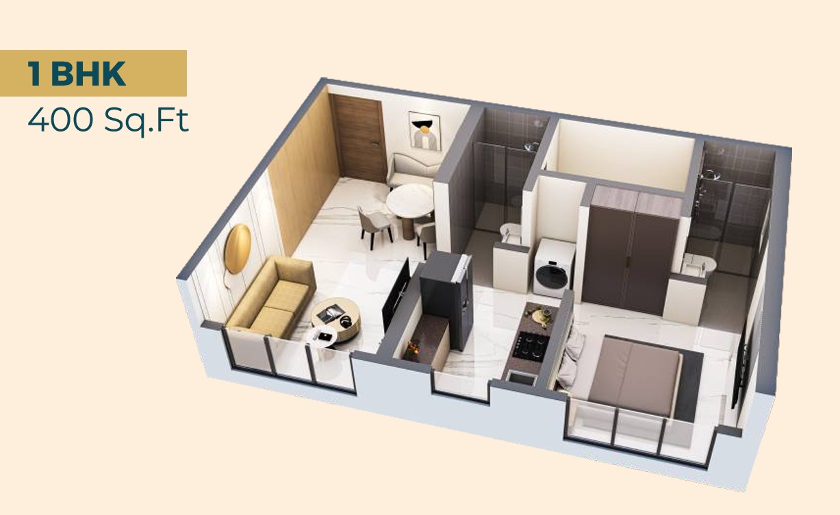 1 BHK floor plan