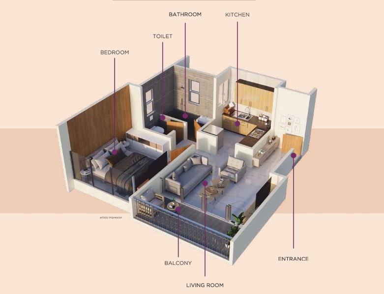 1 BHK floor plan