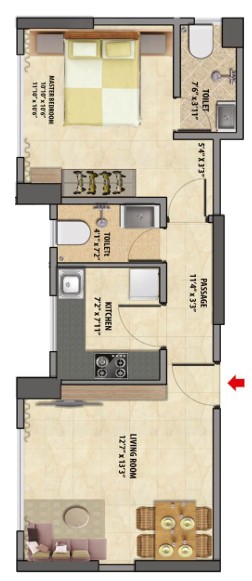 1 BHK floor plan