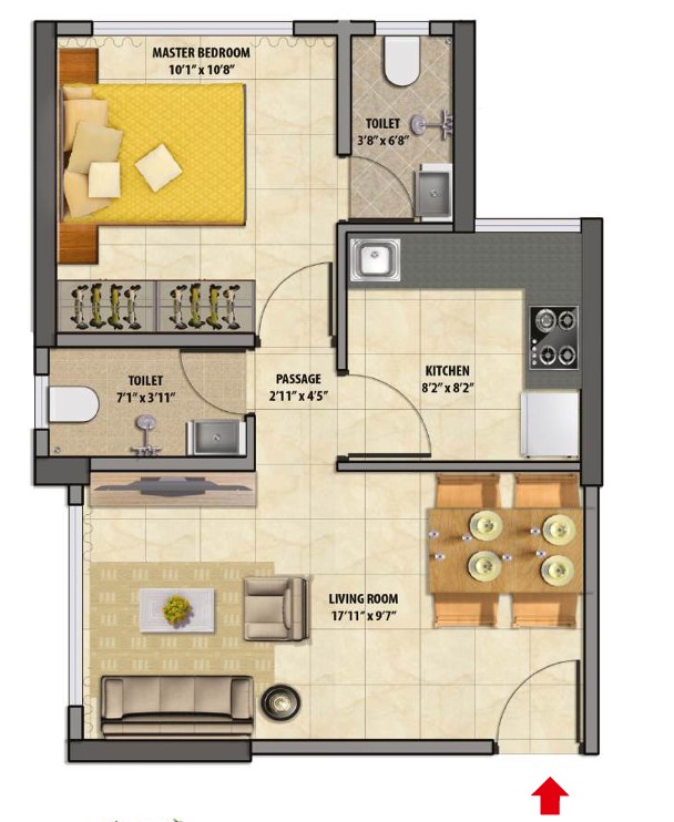 1 BHK floor plan