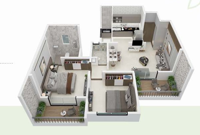 2 BHK floor plan
