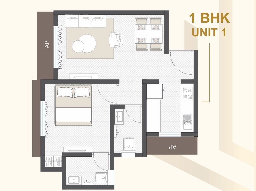 1 BHK floor plan
