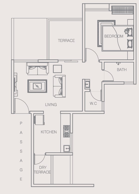 1 BHK floor plan