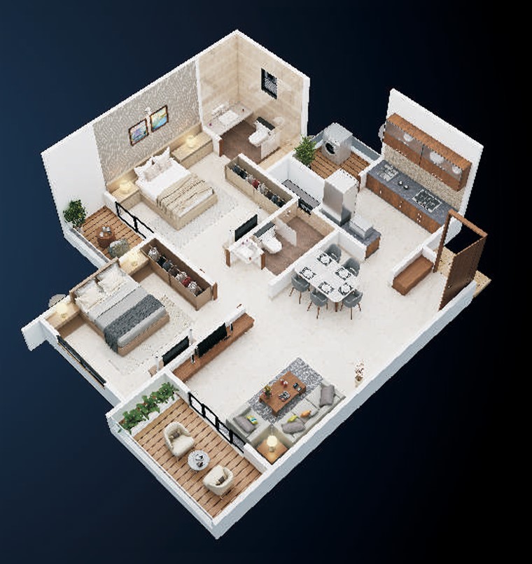 2 BHK floor plan