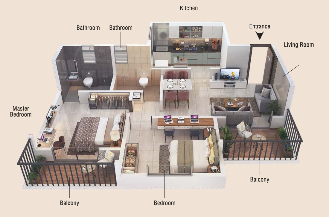2 BHK floor plan