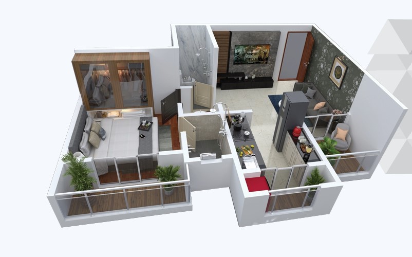 1 BHK floor plan