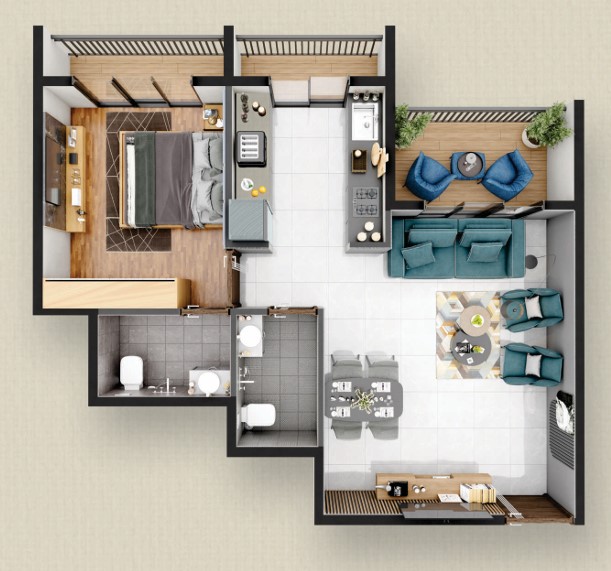 1 BHK floor plan