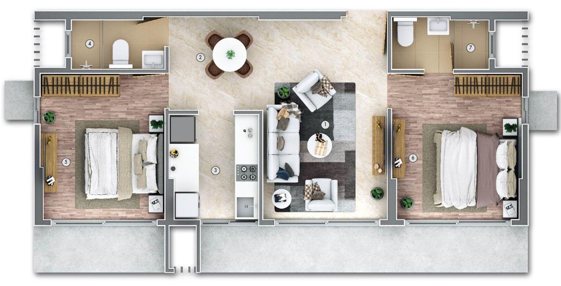 2 BHK floor plan