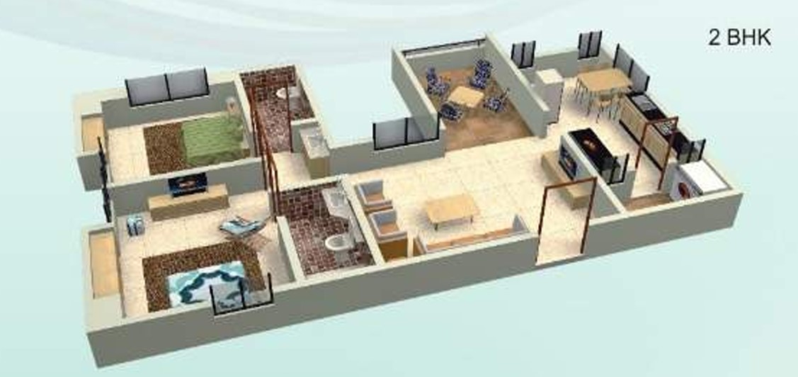 2 BHK floor plan