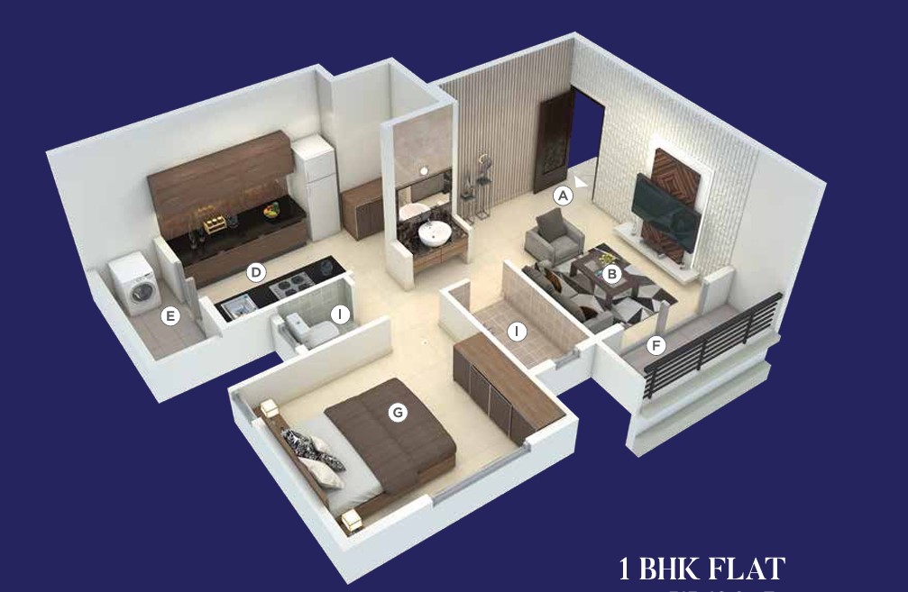 1 BHK floor plan