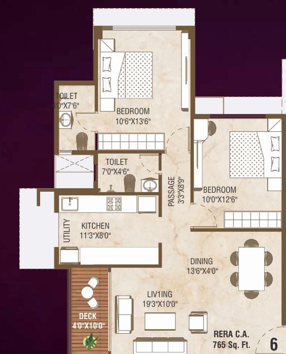 2 BHK floor plan