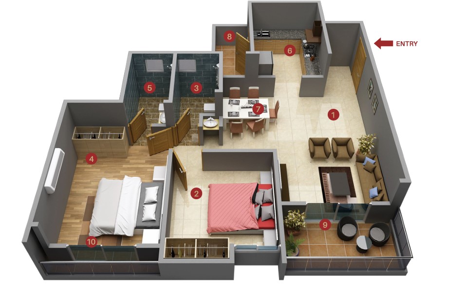2 BHK floor plan
