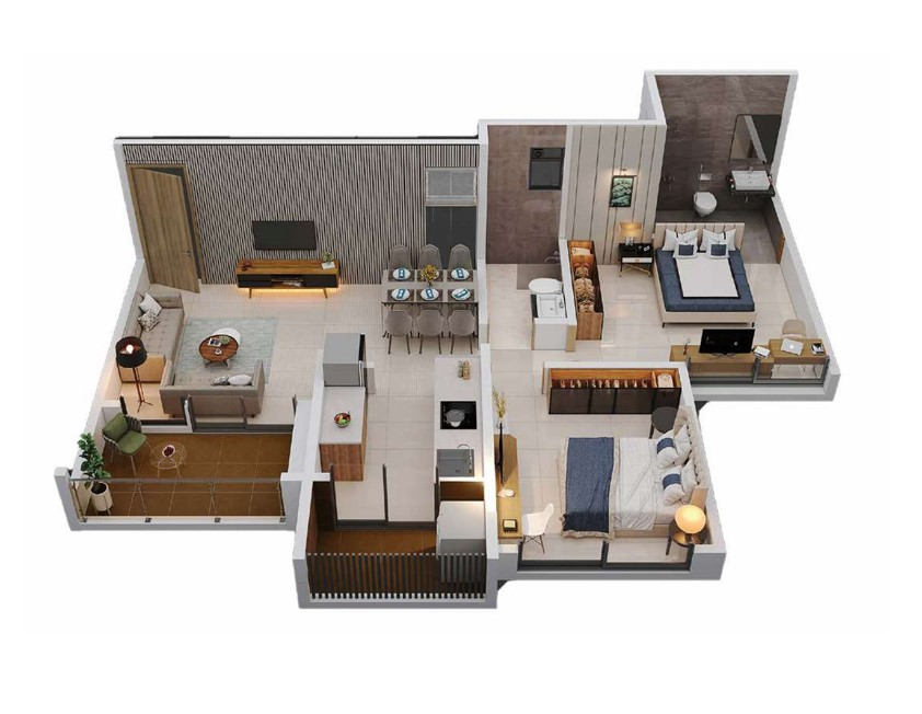 2 BHK floor plan