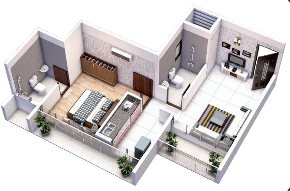 1 BHK floor plan