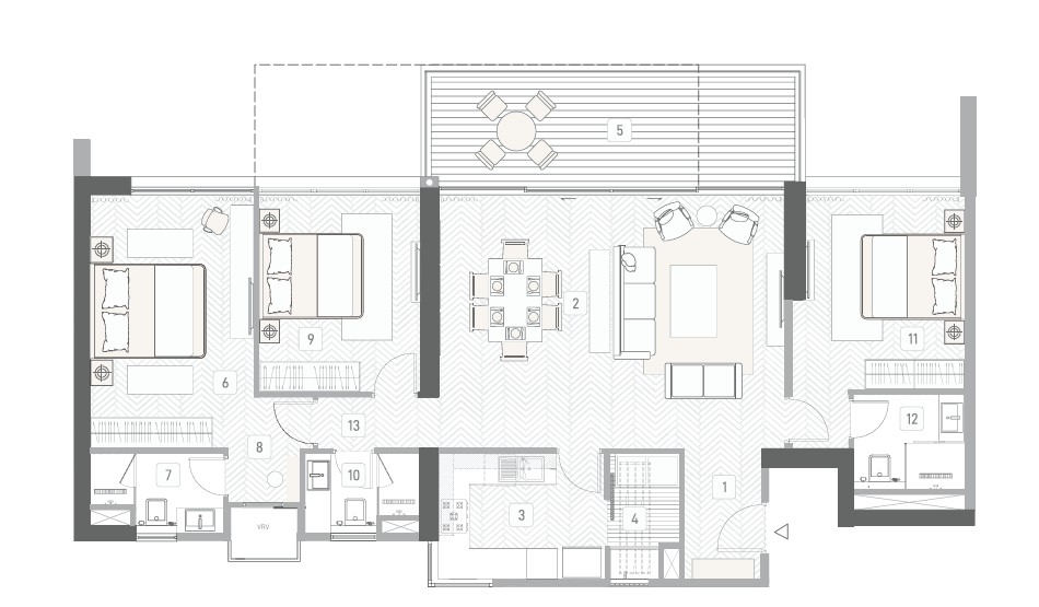 3 BHK floor plan