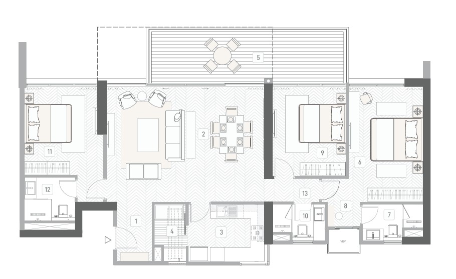 3 BHK floor plan