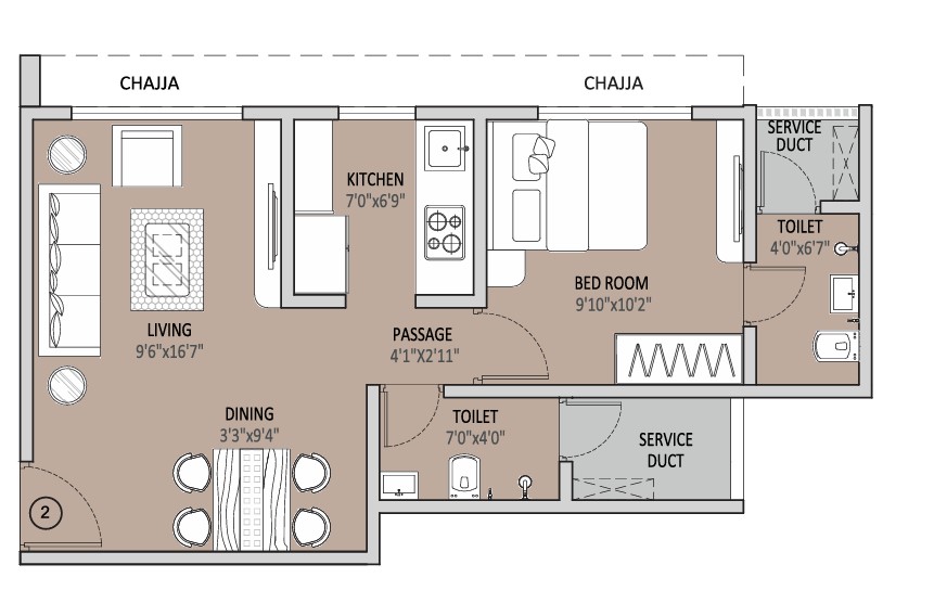 1 BHK floor plan