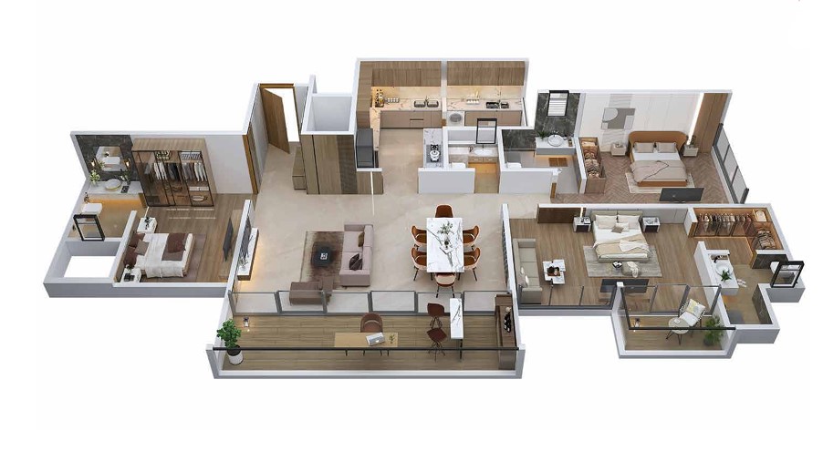 3 BHK floor plan