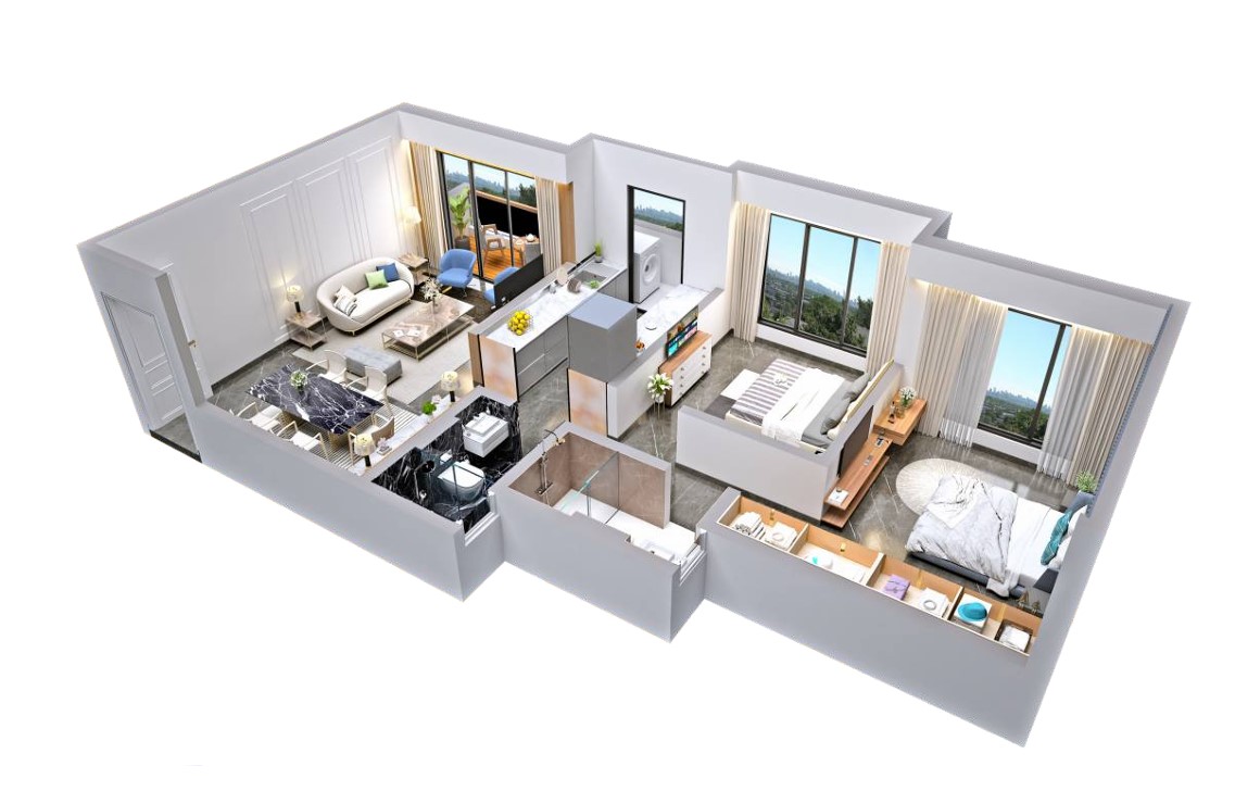2 BHK floor plan
