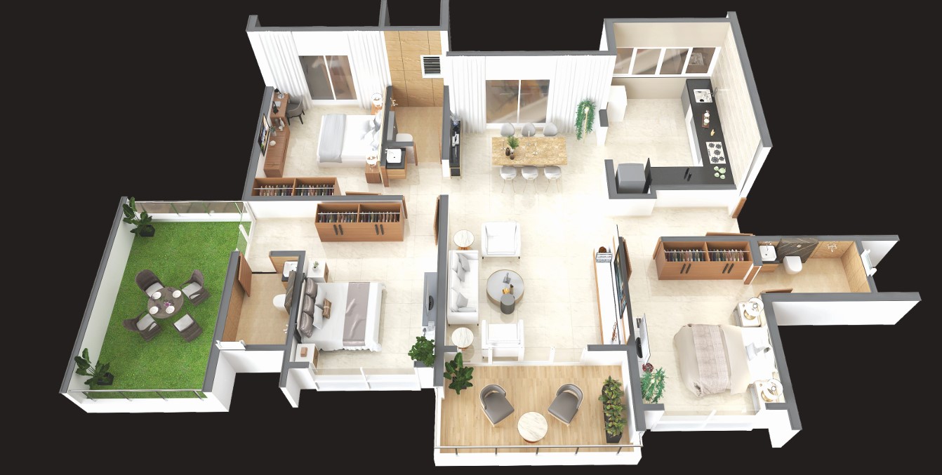 3 BHK floor plan