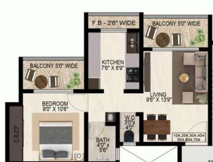 1 BHK floor plan