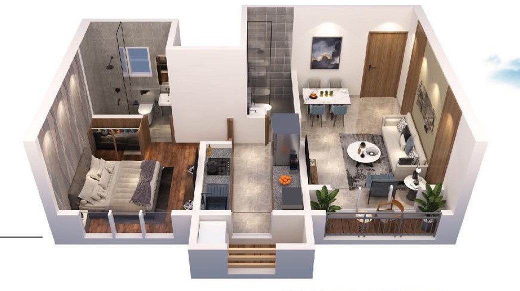 1 BHK floor plan