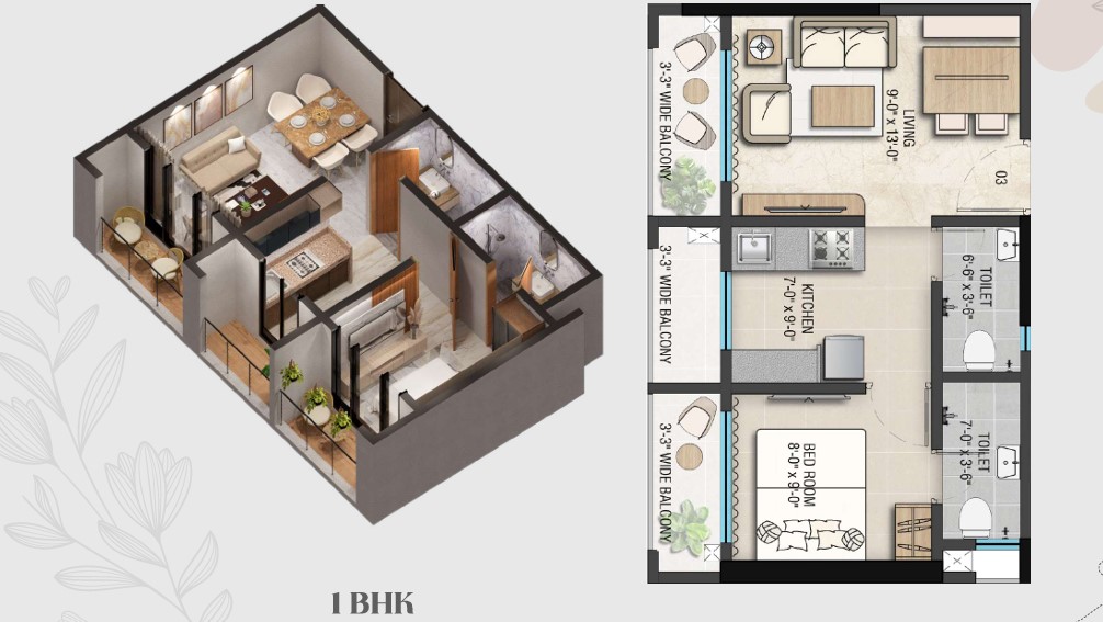 1 BHK floor plan