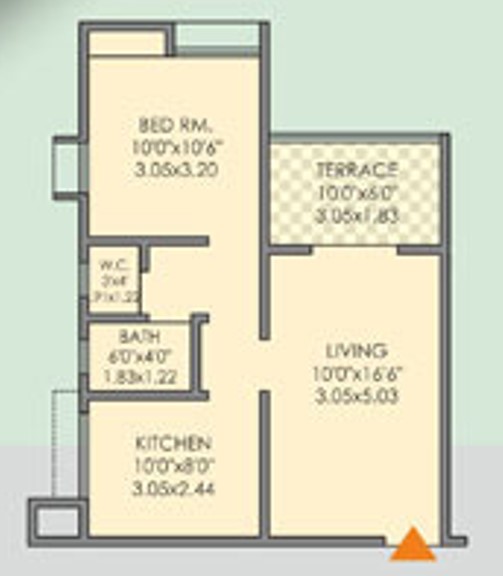1 BHK floor plan