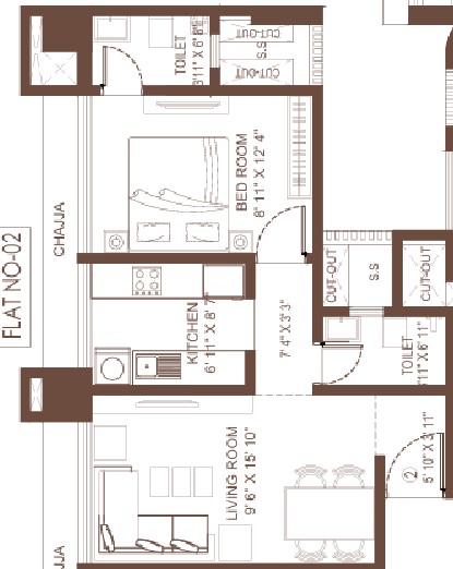 1 BHK floor plan