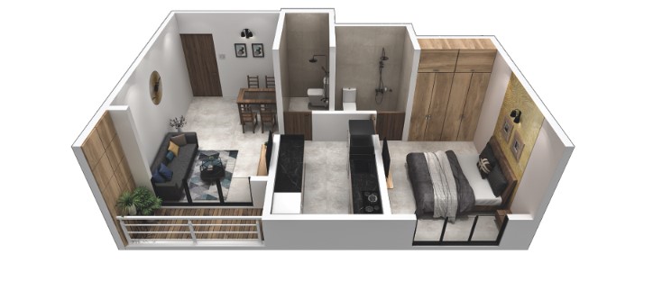 1 BHK floor plan