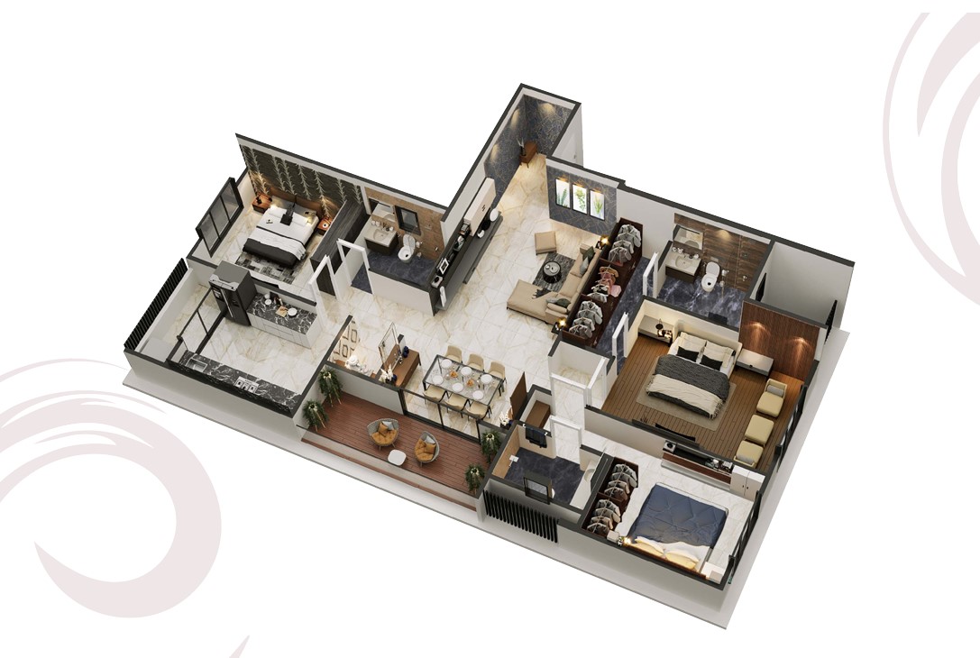 3 BHK floor plan