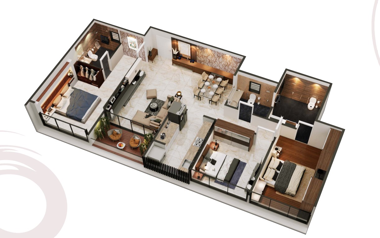 3 BHK floor plan