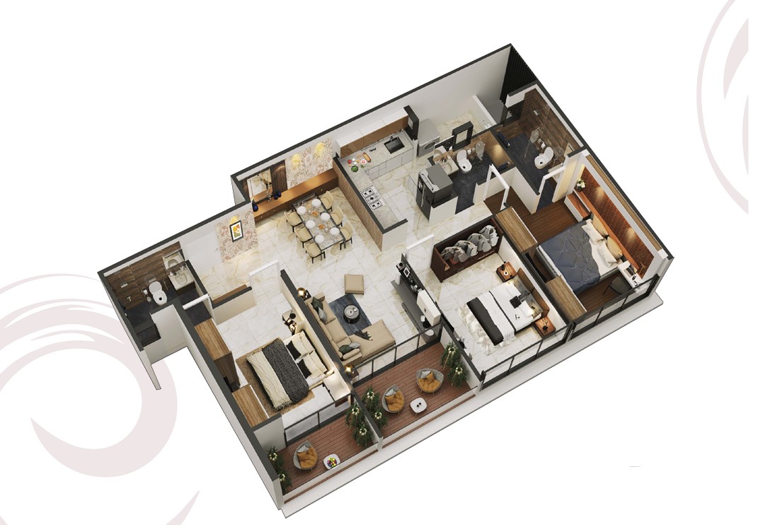 3 BHK floor plan